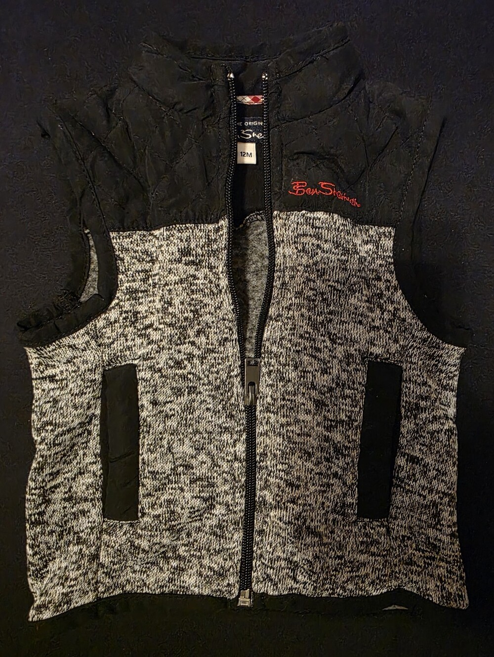 Ben Sherman Black and Gray Quilted Hooded Vest
